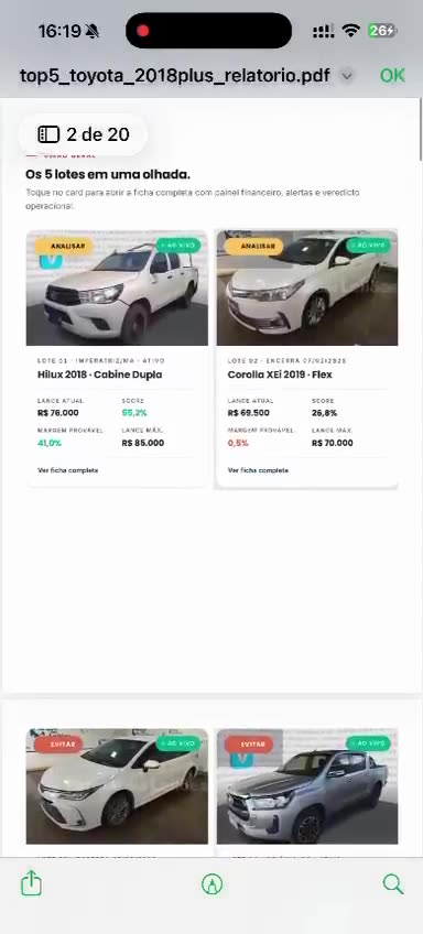 Relatório Top 5 Toyota — preview